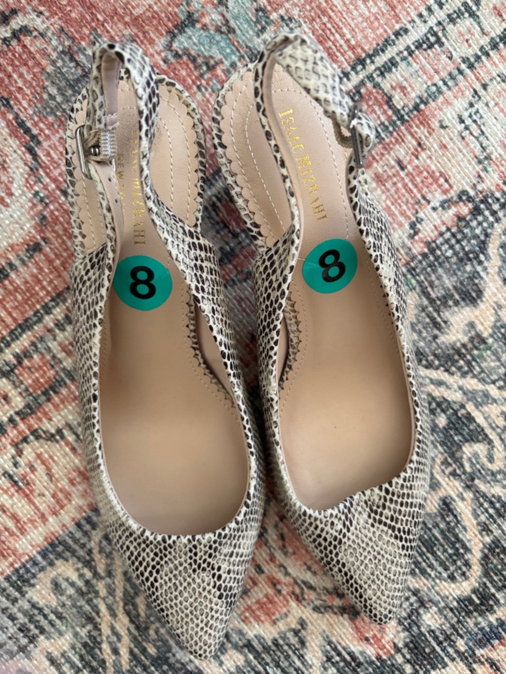 Isaac Mizrahi Neutral Snake-Print Slingback Pumps